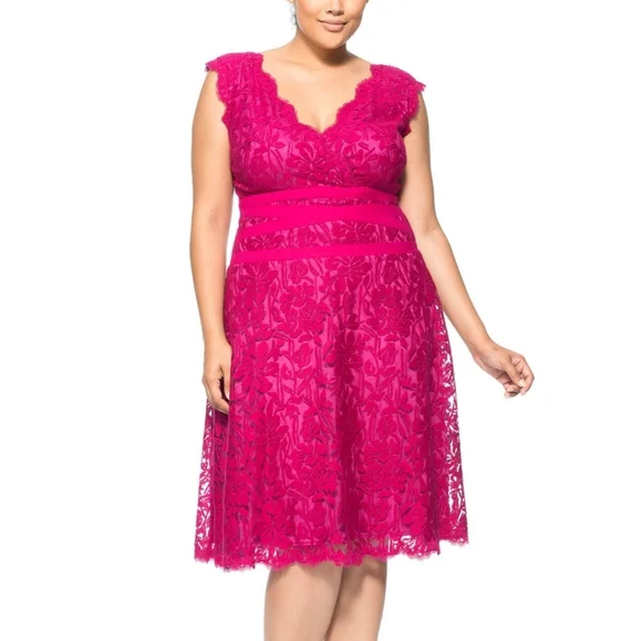 tadashi shoji plus size evening dresses Roland Rose Jacquard Gown main image 0